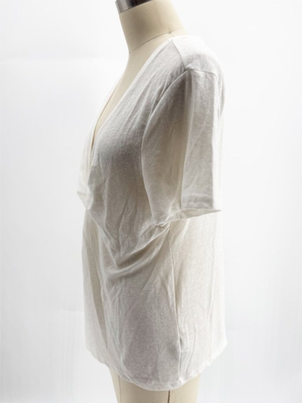 A New Day Knot Twisted V-neck SS Breathable Linen Tee L - Picture 5 of 10